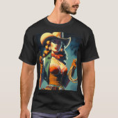 Vintage Cowgirl-Malerei T-Shirt (Vorderseite)