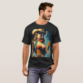 Vintage Cowgirl-Malerei T-Shirt (Vorne ganz)