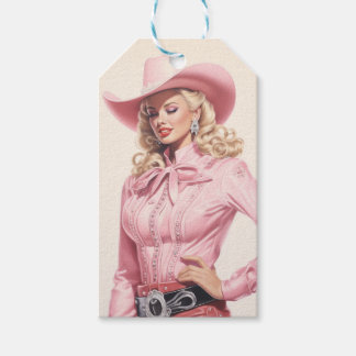 Vintage Cowgirl Pinup Gift Tags Geschenkanhänger