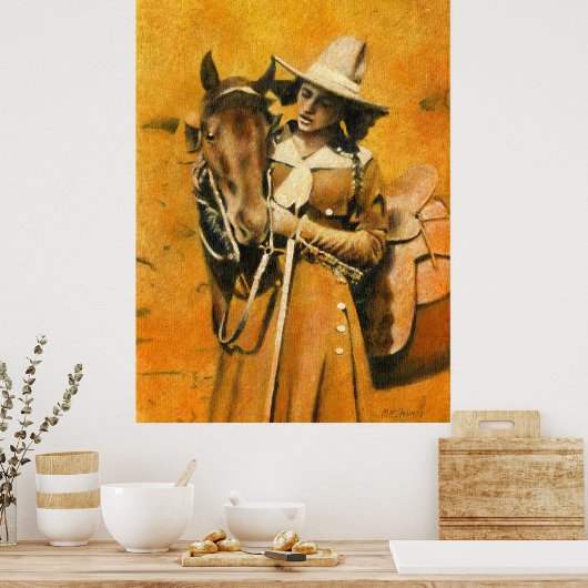 Vintage Cowgirl Print Poster (Küche)