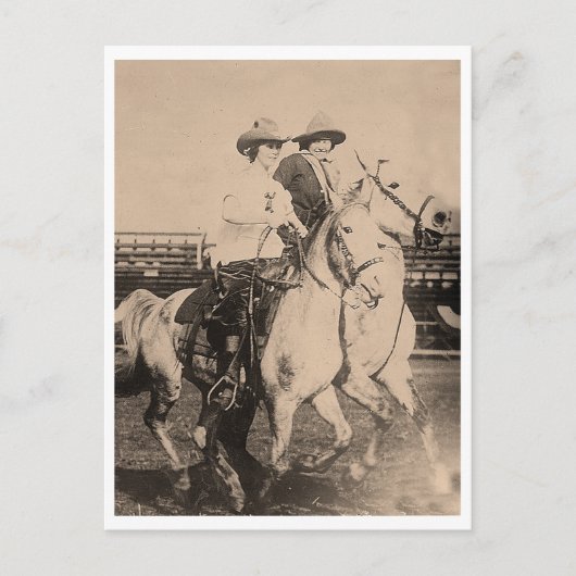 Vintage Cowgirl Rodeo Fahrer 1910 Postkarte (Vorderseite)