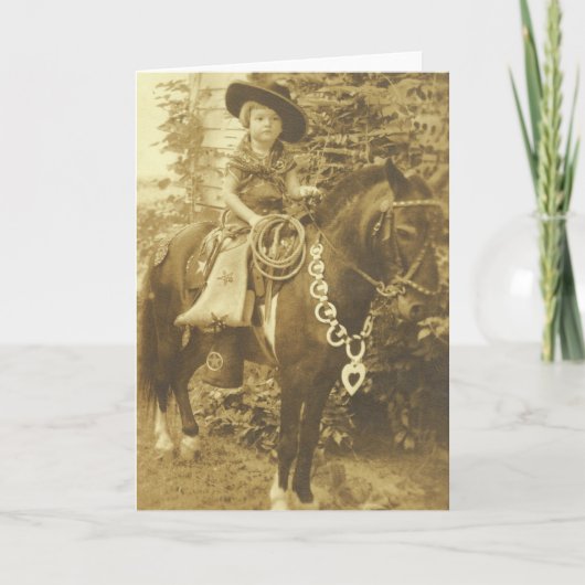 VINTAGE COWGIRL RODEO GREETCARD KARTE (Vorderseite)