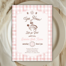 Vintage-Cowgirl-Rodeo-Rosa-Gingham-Mädchen-Geburts