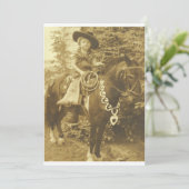 VINTAGE COWGIRL WESTERN PARTY EINLADUNG (Stehend Vorderseite)