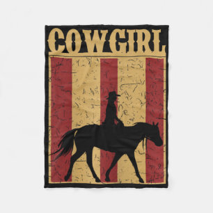 Vintage Cowgirl Western Pferd and Rider Silhouette Fleecedecke