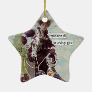 Vintage Cowgirl-Western-Verzierung Keramik Ornament