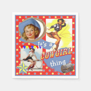Vintage Cowgirls, die Western-Party Roping sind Serviette