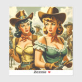 Vintage Cowgirls für Button Aufkleber (Blatt)