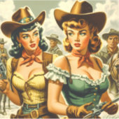 Vintage Cowgirls für Button Aufkleber (Vorderseite)