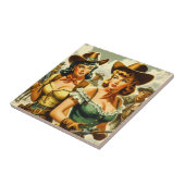 Vintage Cowgirls für Button Fliese (Seite)