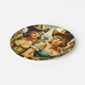 Vintage Cowgirls für Button Pappteller (Schrägansicht)