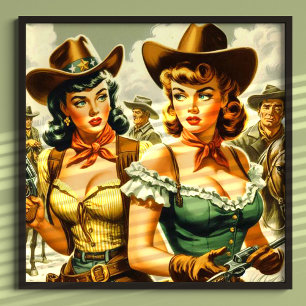 Vintage Cowgirls für Button Poster