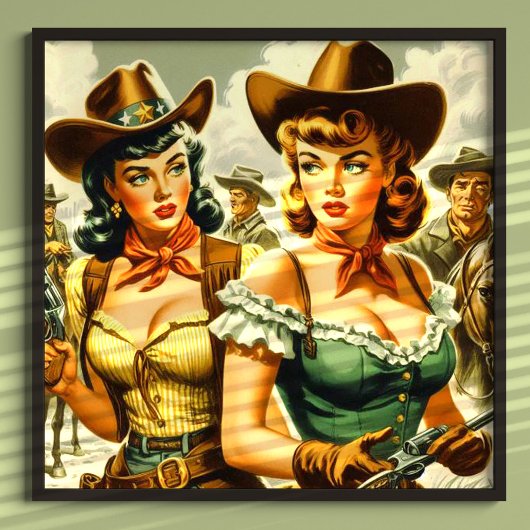 Vintage Cowgirls für Button Poster