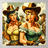 Vintage Cowgirls für Button Poster (Vorne)