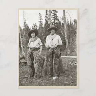 Vintage-Cowgirls in Chaps Foto 1920er Jahre Postkarte