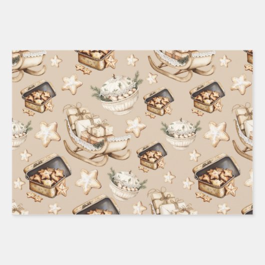 Vintage Cozy Christmas Geschenkpapier Set (Vorderseite 2)