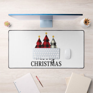 Vintage Cozy Frohe Weihnachten Karo Baum Saisonale Schreibtischunterlage