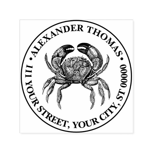 Vintage Crab #1 Zeichnend Name Rücksendeadresse Permastempel (Design)