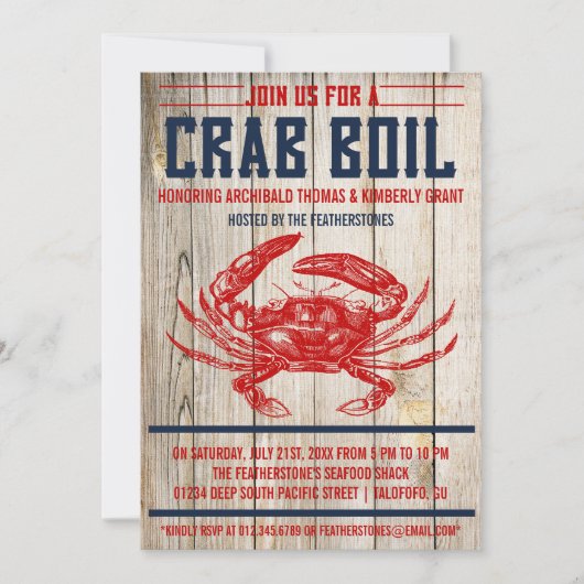 Vintage Crab Boil-Party Einladungen (Vorderseite)