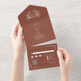 Vintage Crab Terracotta QR UAWG Farm Wedding All In One Einladung