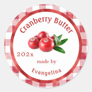 Vintage-Cranberry-Butter personalisierte Konservie Runder Aufkleber