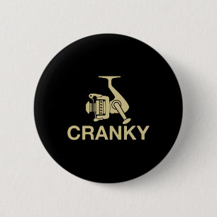 Vintage Crankit Angelköder Cranky Lustiger Fischer Button