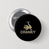 Vintage Crankit Angelköder Cranky Lustiger Fischer Button (Vorne & Hinten)