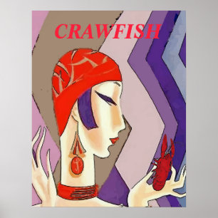 Vintage Crawfish Abstrakt Poster