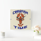 Vintage Crawfish Time Clock Quadratische Wanduhr (Zuhause)