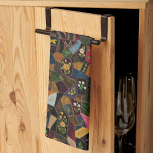 Vintage Crazy Quilt Geschirrtuch
