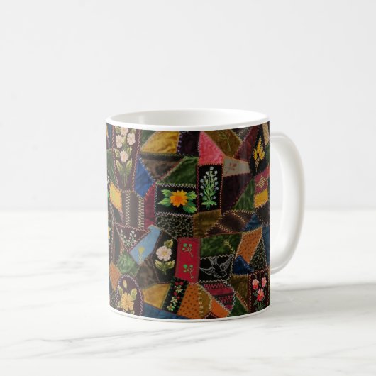 Vintage Crazy Quilt Kaffeetasse (VorderseiteRechts)