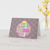 Vintage Crazy Quilt Ornament Weihnachtskarte Karte (Gelbe Blume)