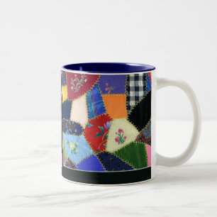 Vintage-Crazy-Quilt-Tasse Zweifarbige Tasse