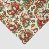 Vintage Cream Christmas Santa Claus Pattern Seidenpapier (Ausschnitt)