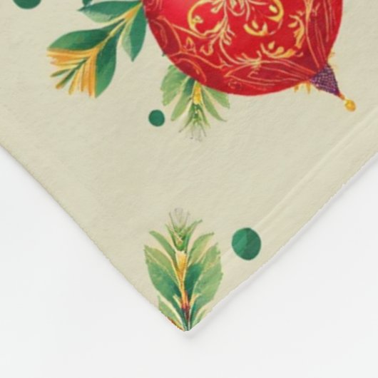 Vintage Cream Christmas Throw Blanket Fleecedecke (Ecke)