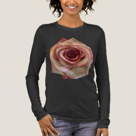 Vintage Cream & Pink Rose Bloom Long Sleeve Tee