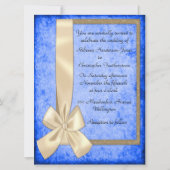 Vintage Cream Ribbon auf Blauen Hochzeitseinladung Einladung (Vorderseite)