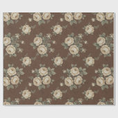 Vintage Cream Roses on Mocha Brown Pattern Geschenkpapier (Flach)