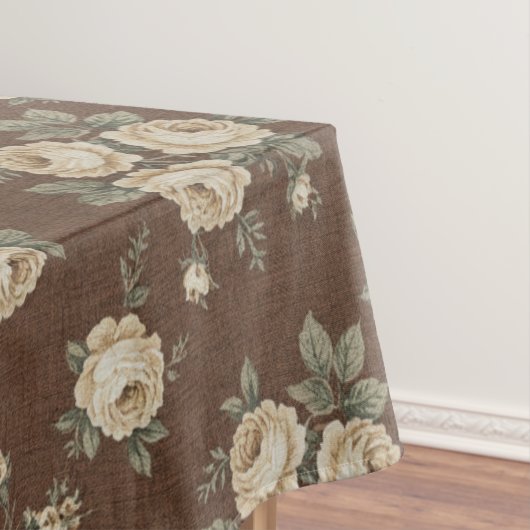 Vintage Cream Roses on Mocha Brown Pattern Tischdecke (Beispiel)