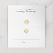 Vintage Cream Scallop Seashell Hochzeitsempfehlung Platzkarte (Außenseite Aufgefaltet)