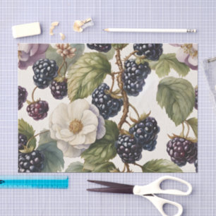 Vintage Cream und Blackberry Botanical  Seidenpapier