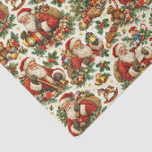 Vintage Cream Weihnachtsmann Muster Seidenpapier (Ausschnitt)