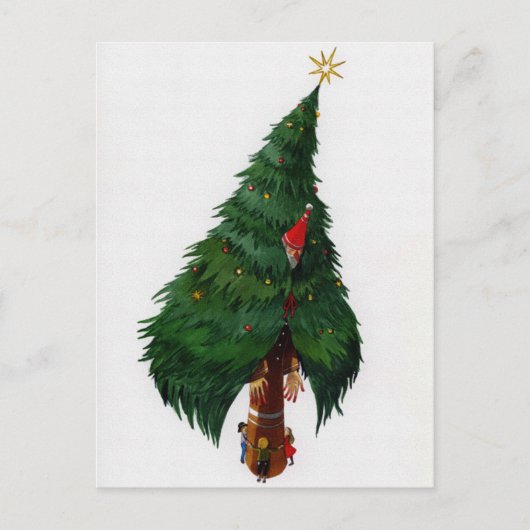 Vintage Creepie Weihnachtsbaum Postkarte (Vorderseite)