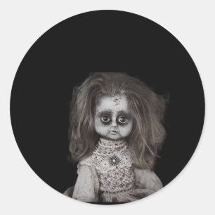 Vintage Creepy Beängstigende Spuk Puppe Runder Aufkleber