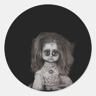 Vintage Creepy Beängstigende Spuk Puppe Runder Aufkleber