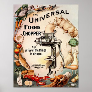 Vintage Creepy Food Chopper Werbung Poster