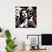 Vintage Creepy-Horror-Frau Poster (Heimbüro)