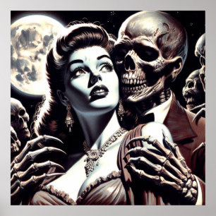 Vintage Creepy-Horror-Frau Poster