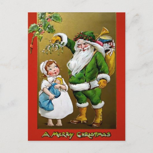 Vintage Creepy Mistletoe Weihnachten Postkarte (Vorderseite)
