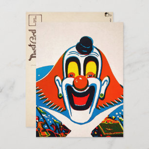 Vintage Creepy Odd Clown Postkarte